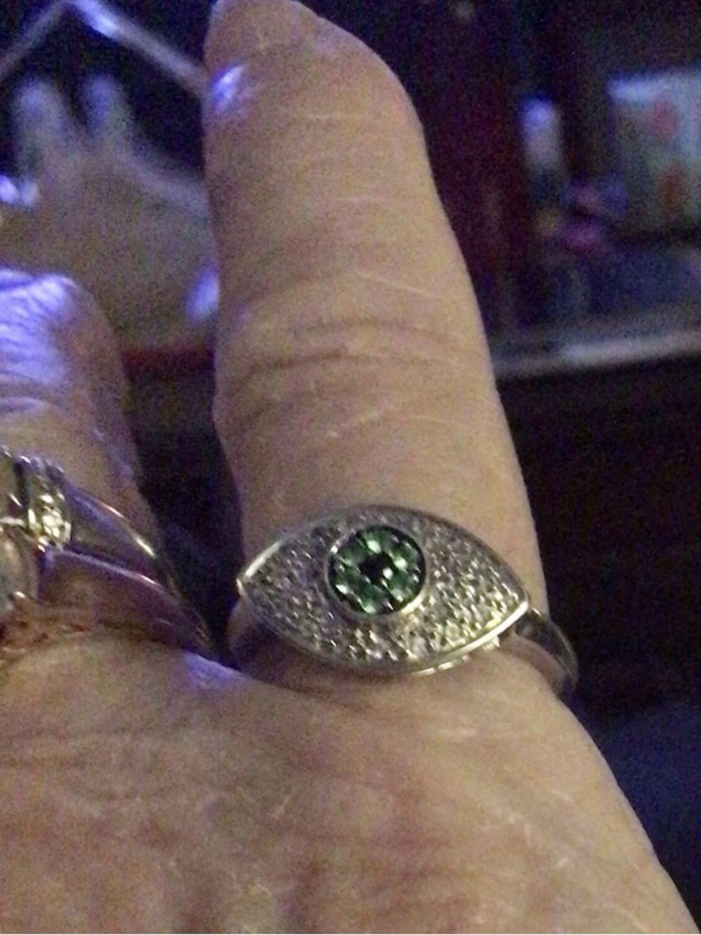 Carol Brodie Tsavorite Evil Eye Ring Sz 6
